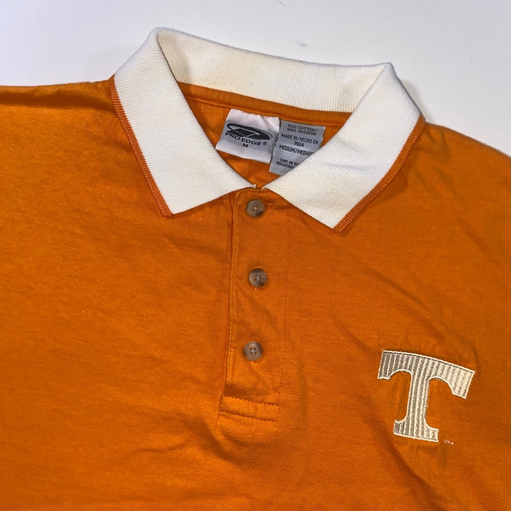 Pro Edge Tennessee Volunteers Mens Orange Cotton Polo Shirt Size M UT Vols Logo